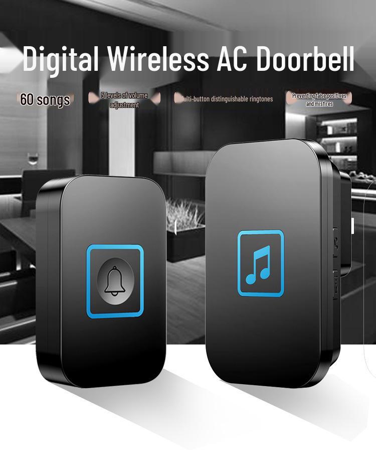Wireless Waterproof Doorbell with Remote Control and Music, Compatible with US, UK, and EU Specifications