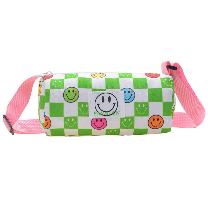 Stylish And Trendy Korean Children's Canvas Crossbody Bag With Fun Smile Face