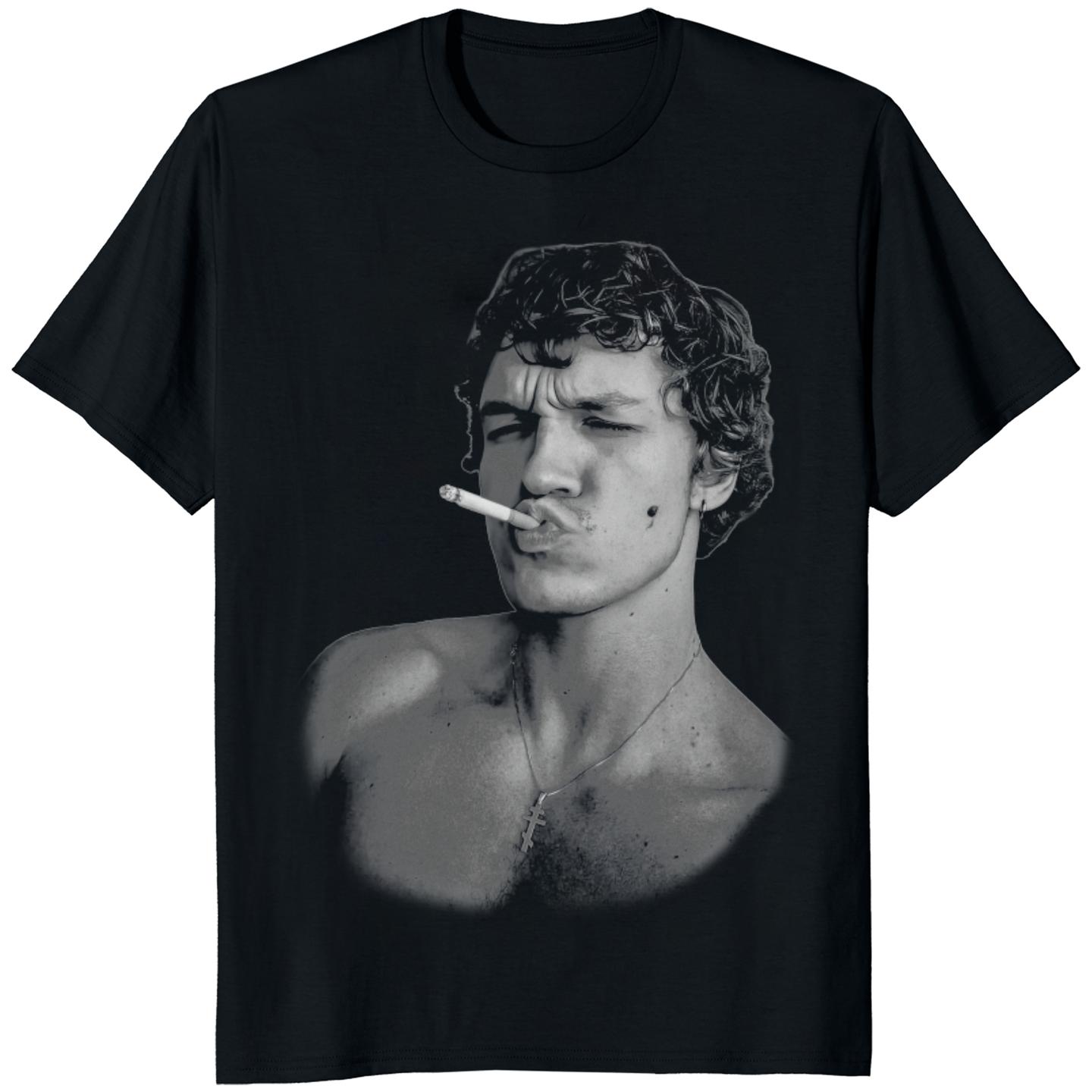 Smoking Man Portrait Graphic T-shirt XXXXL