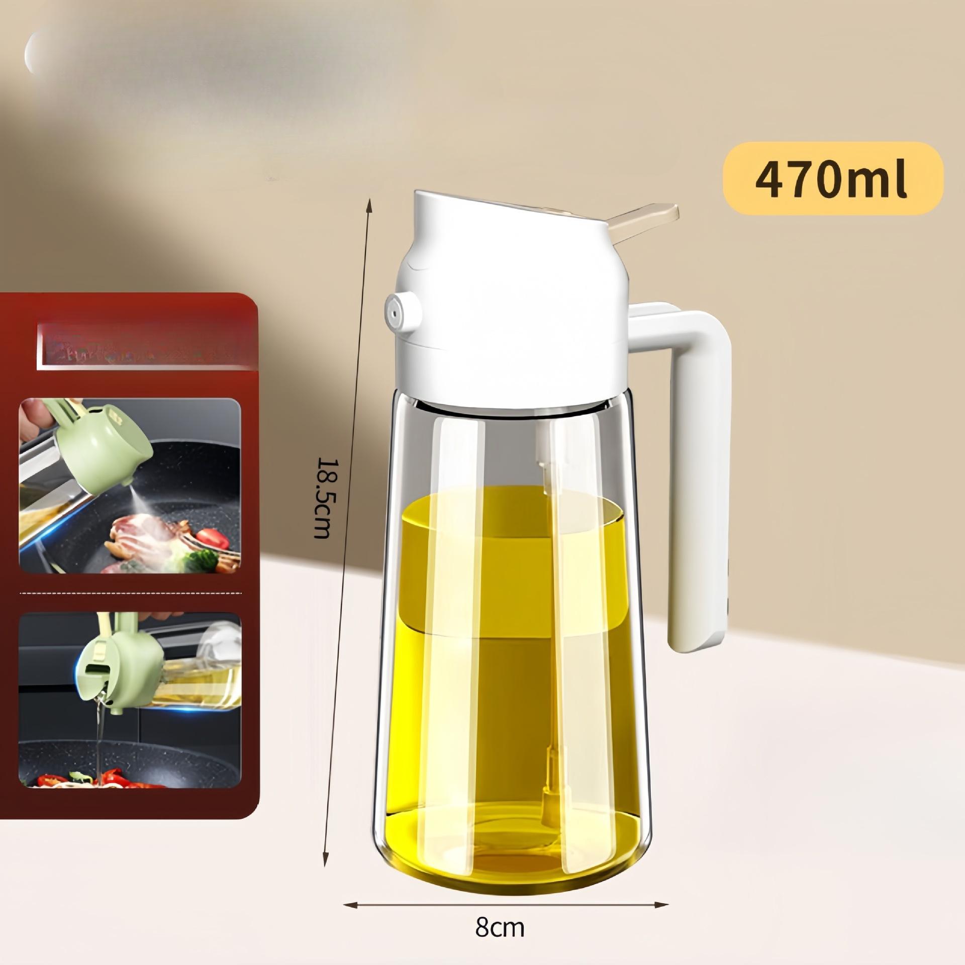 

1-Piece Leak-Proof Olive Oil Sprayer - Plastic Dual-Purpose Dispenser with Fine Spray and Drain for Salads, Grilling and Cooking 470ml * white