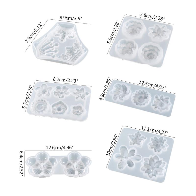 Various Flowers Shape Patch Ornaments Silicone Mold Epoxy Resin Casting Jewelry Tool Making Diy Craft Home Decorations