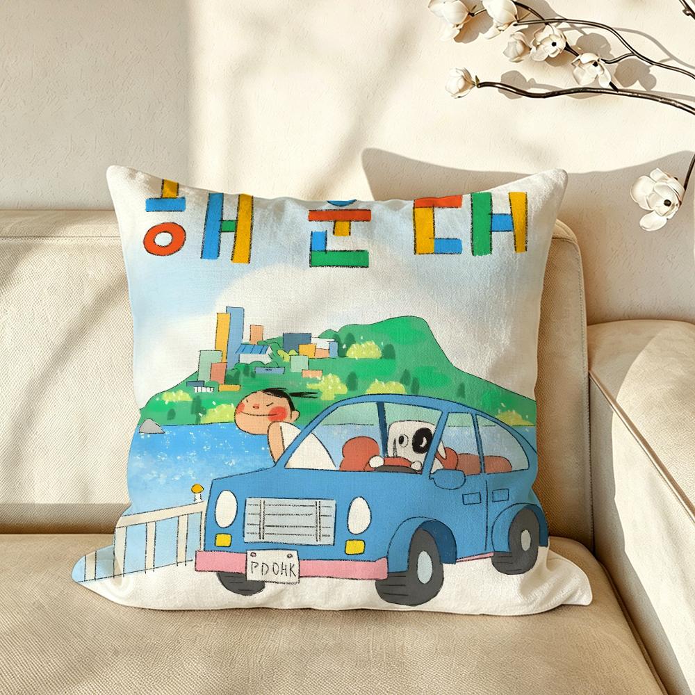Character PPdohk Cushion Cover Pillow Case Antidustmite Pillowcase Silky Short Plush Sofa Cushion Cover hot