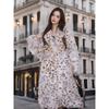 Autumn and winter fox fur jacket plus long over-knee leopard print tie-dyed suit collar coat for women