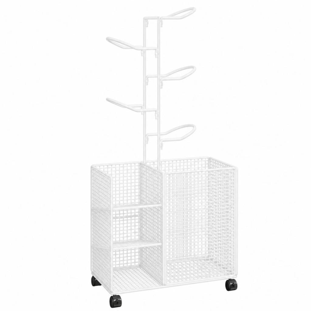 Rolling Fitness Equipment Storage Rack | Open Design, Wire-Grid Sports Gear