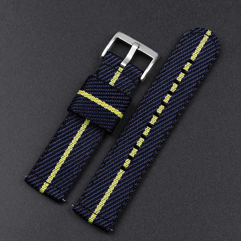 Nylon Canvas Watch Band 20mm 22mm Ribbed Strap for Seiko for Citizen Military Sports Woven Fabric Replacement Wristband Bracelet