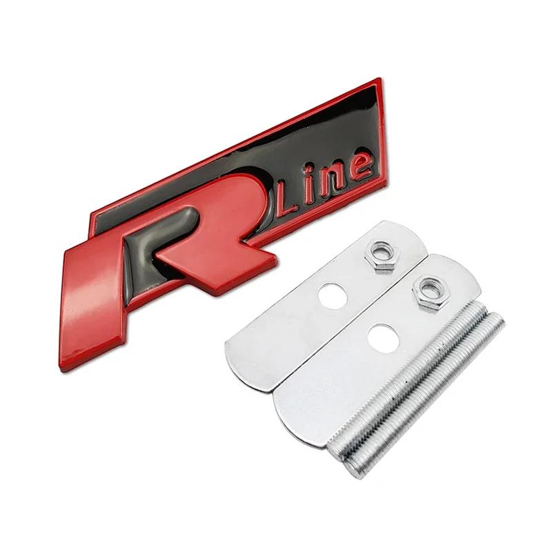 1Pc Metal Rline Emblem Car Front Grille Badge Rear Trunk Sticker for BORA CC GOLF JETTA MK4 PASSAT Polo SR32 Lavida