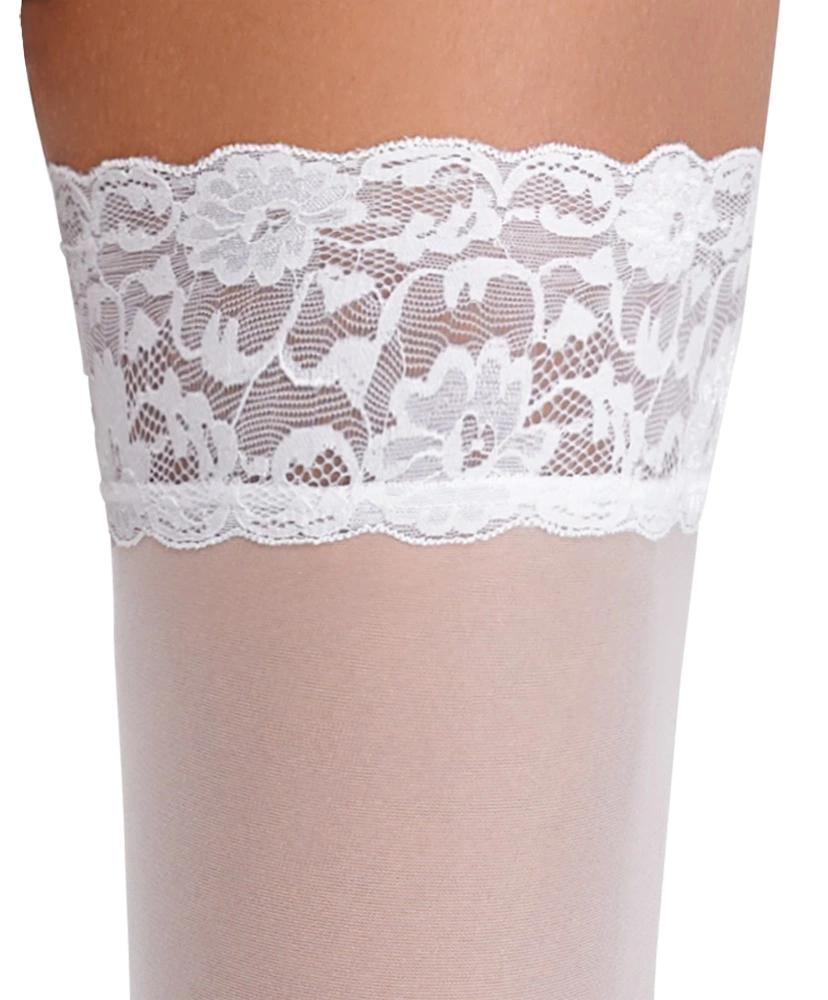 Cottelli LEGWEAR - White Classic Stockings with Beautiful Lace 4