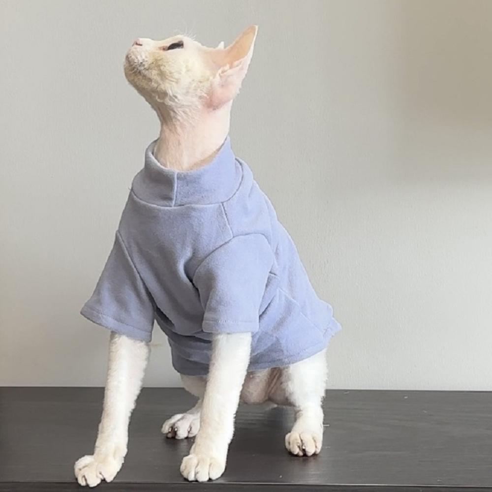 

Cozy Warm Solid Sphynx Cat Bottom Hoodie Spring Winter Pet Sweater for Cats Dogs Siamese Kitten Shirts mascotas Clothes Clothing XS-advise 0.5-1.5kg синій