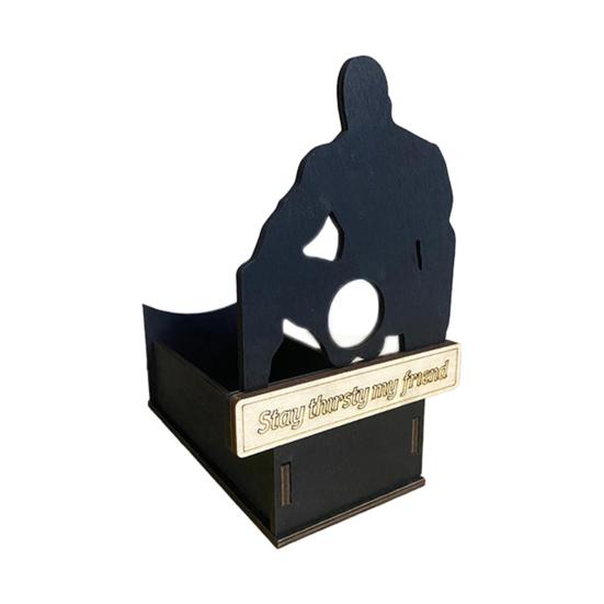 Sittande Man Vinställ Träman Silhuett Ölflaskhållare Organiseringshylla Hem Kök Bar Matbord Skrivbordsdekoration