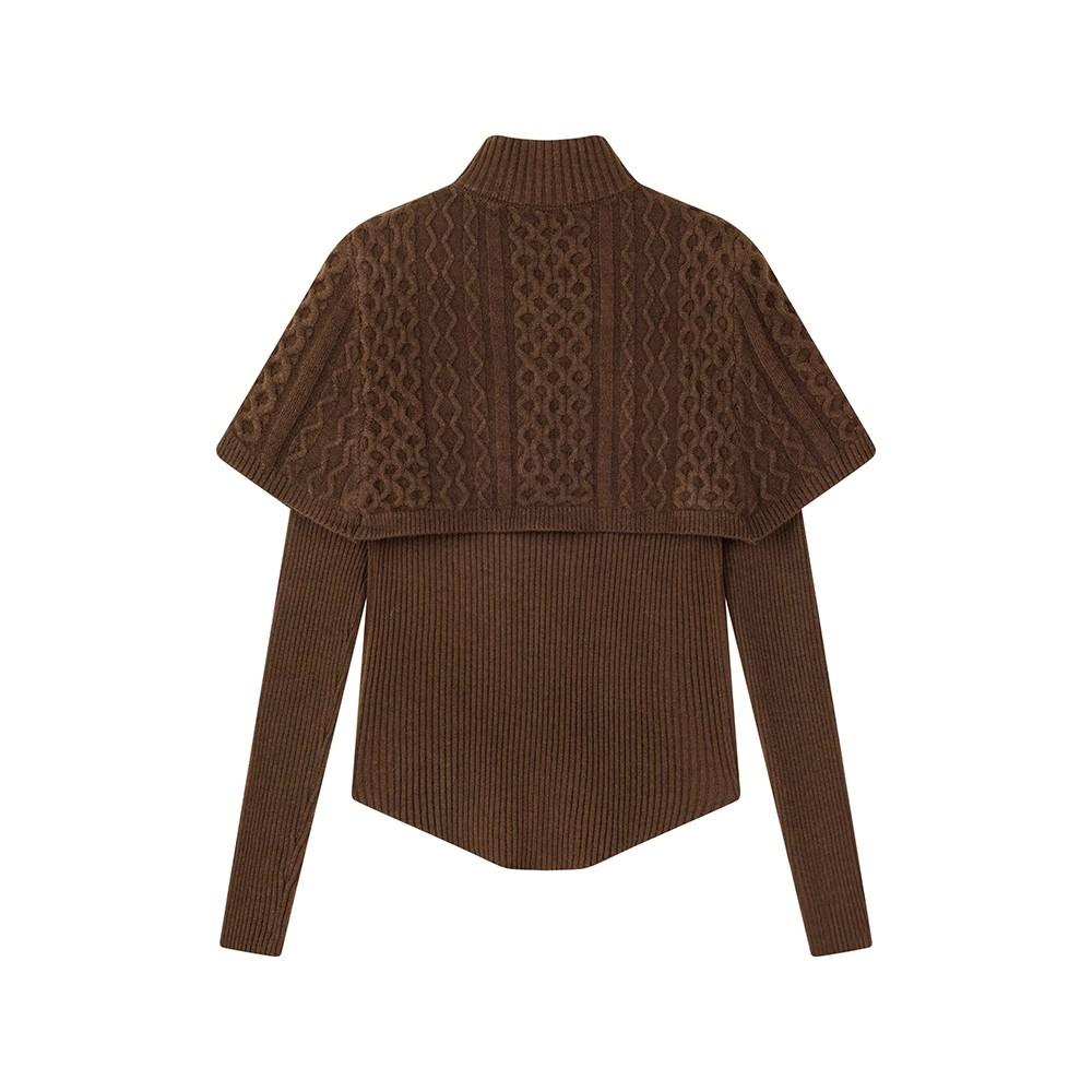 

Сладкая и Острая Девушка, Вязаный Свитер с Длинным Рукавом и Бантом, Женский Осенне-Зимний Свитер с Высоким Горлом, Накидка, Шаль, Рождественский Стиль, Двойка One size кофейный