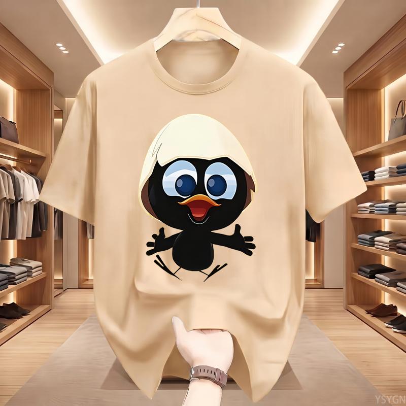 Sunlight T Shirt Big Size Men Calimero Cartoon Pattern Men T Shirt Painted Funny Tshirt Men T Shirt