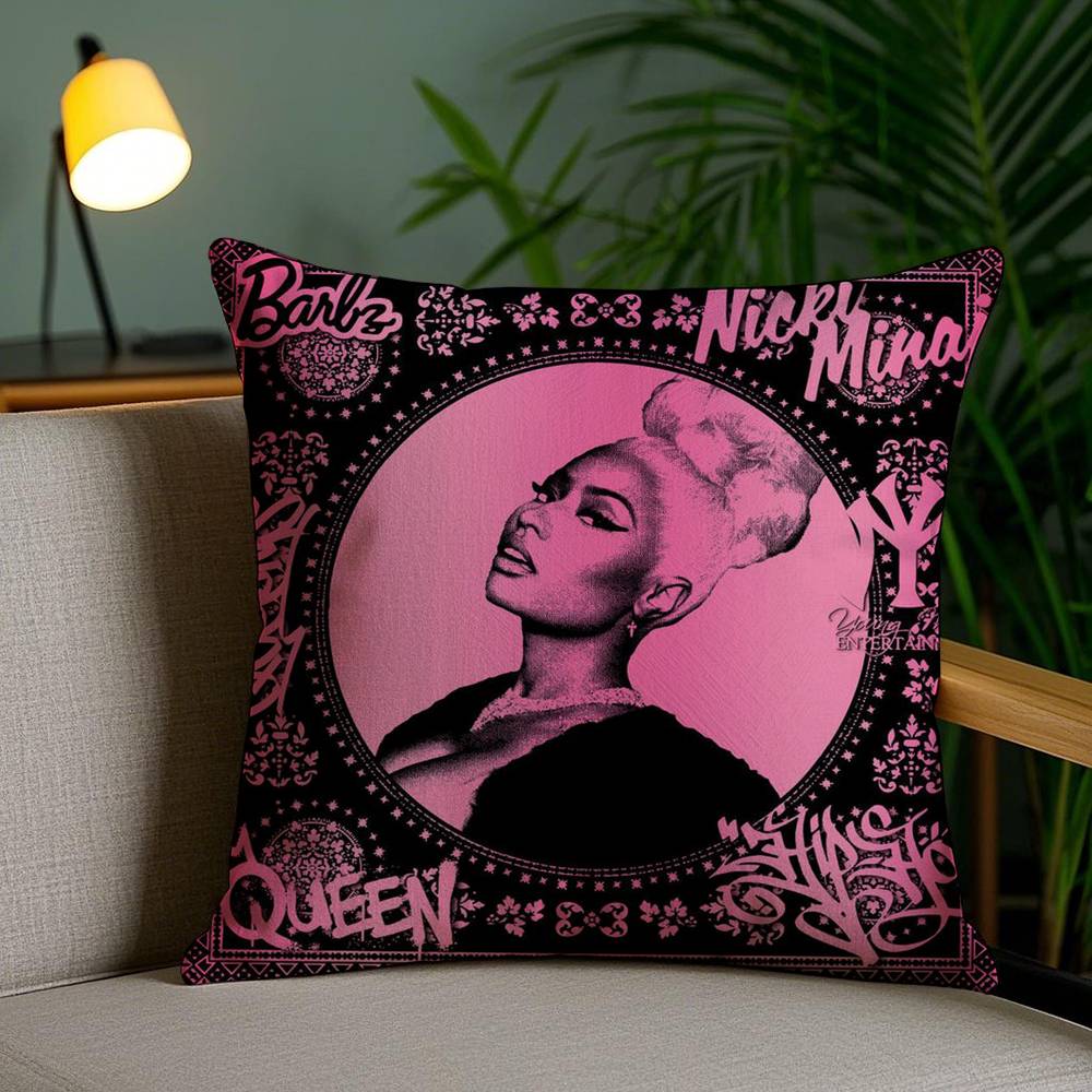 N-Nicki Minaj Rosa F-Freitag Kissenbezug Sofa Kurzer Plüsch Beidseitiger HD-Druck Zimmer Homeoffice Geschenk Kissenbezug