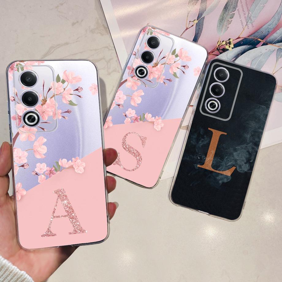 Initials Letter Pattern For Oppo A80 5G OppoA80 A 80 Bumper Case Soft TPU Coque Cover Capas Silicone Clear Funda CPH2639 Capas