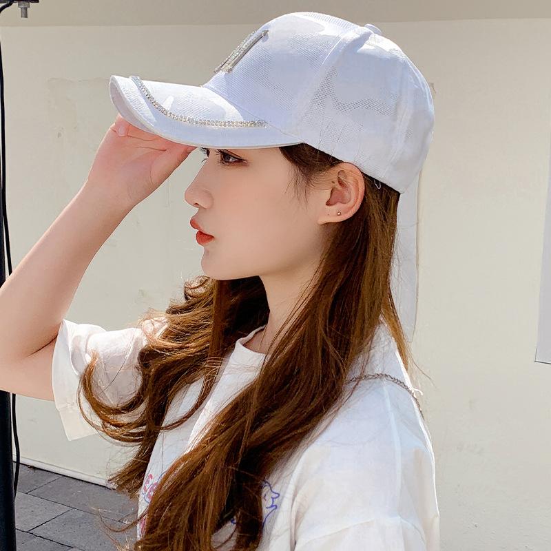 Bright Diamond Alphabet Baseball Cap Women's Versatile Hat Shade Cap Popular Black Hat