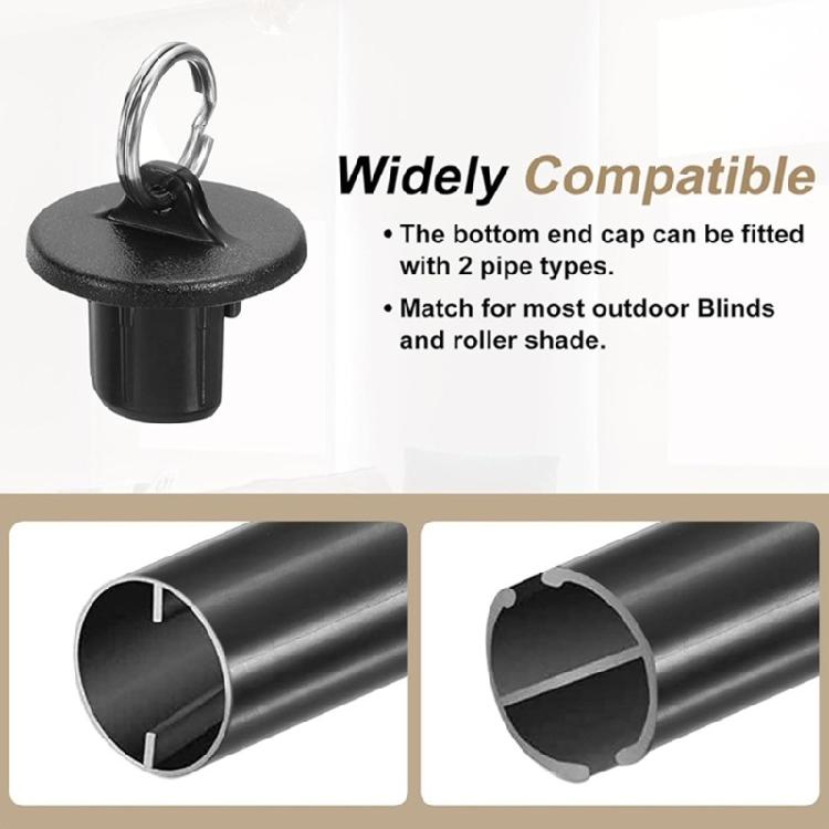 8Pcs Roller Shade End Cap Cover, Sunshades End Cap with Steel Pull Rings, Roller Up Blinds Universal Replacement for Outdoor Indoor Roller Shutter