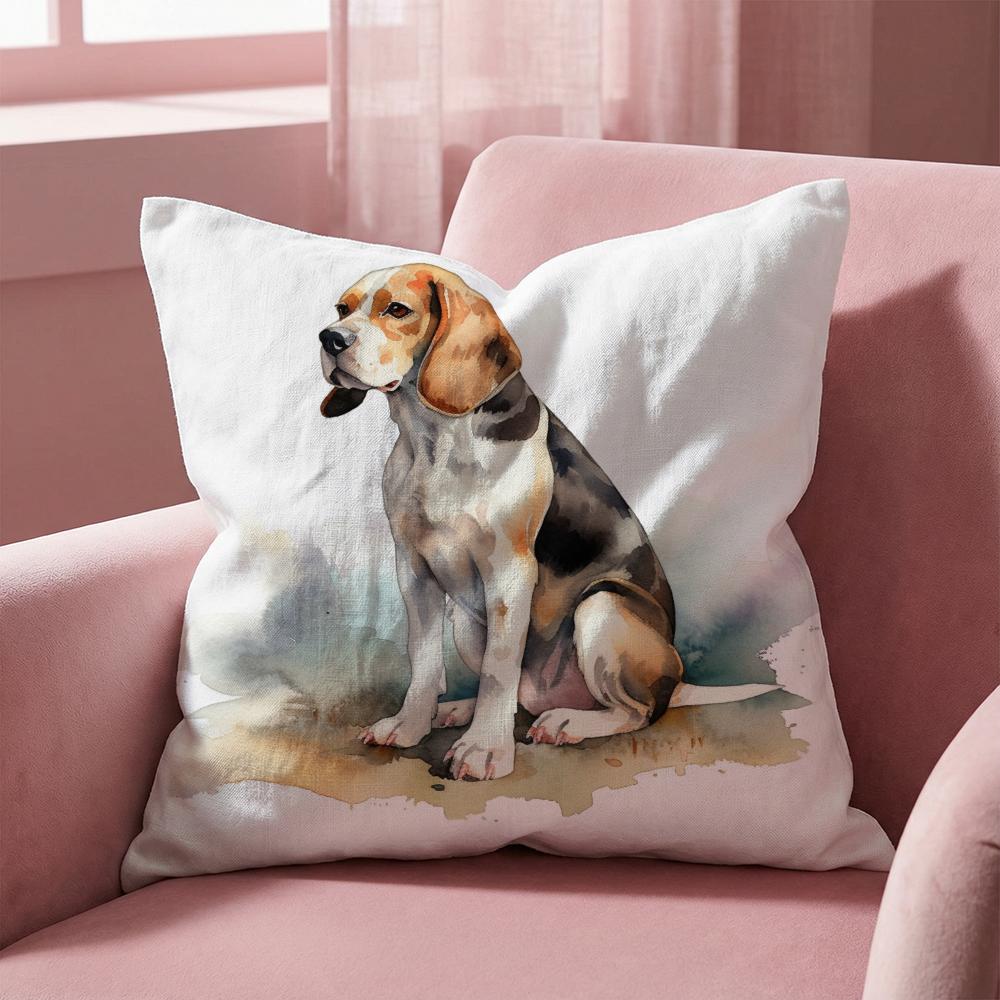 Cute Beagle Pet Dog Cushion Cover Multi-Scene Pillow Cover for Home & Car - Reversible, Soft & Durable for Daily Use