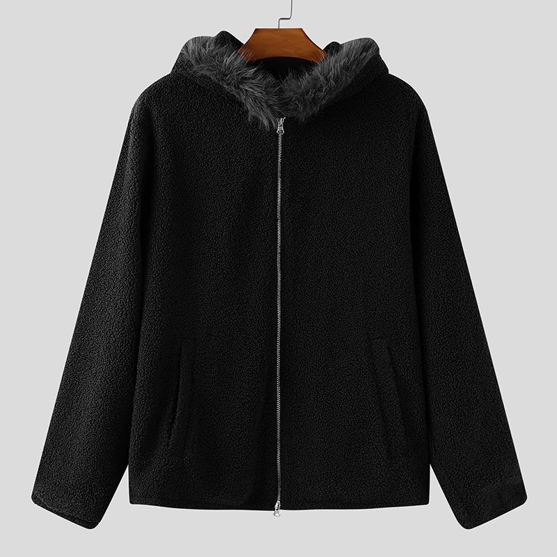 

INCERUN Мужские худи оверсайз на осень с длинным рукавом, пушистые, с капюшоном, пуловеры, толстовки L