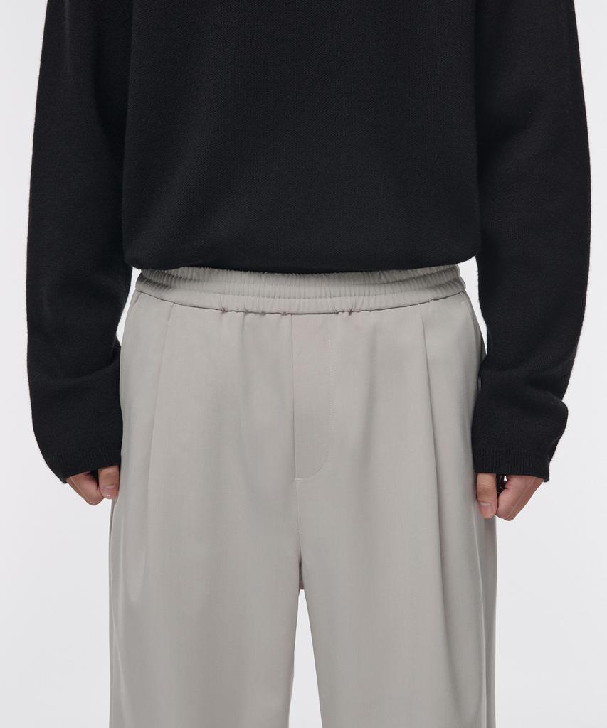 Musinsa Standard One-Pleat Wide Banded Slacks [Dusty Cream]