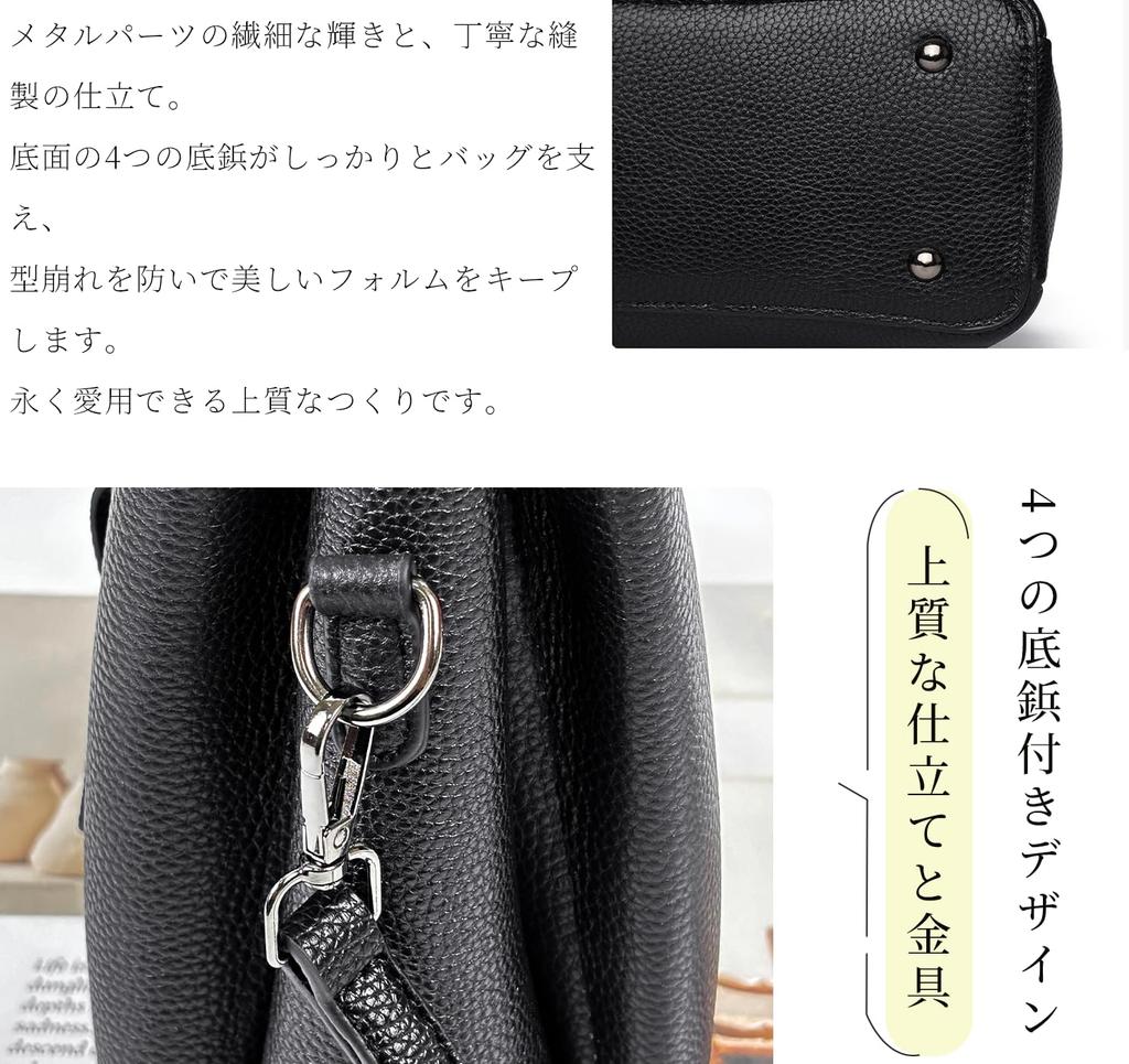 Kinatu Genuine Leather Shoulder Shoulder Large Perfect for Cowhide with Studs on the White Women's Bag, 3-Way, Crossbody, Handbag, Bag, Handbag,