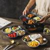 4Compartment Ceramic Divided Plate Portion Control Diet Tray Multi Grid Fruit Breakfast Dish Household Tableware Serving Platter