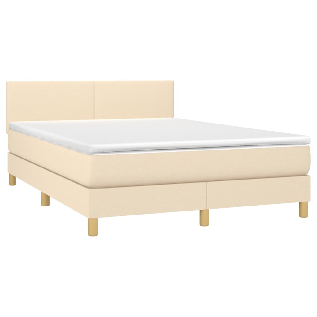 Vidaxl Kontinentalbett Mit Matratze, Cremefarben, Stoff, 140X200 Cm