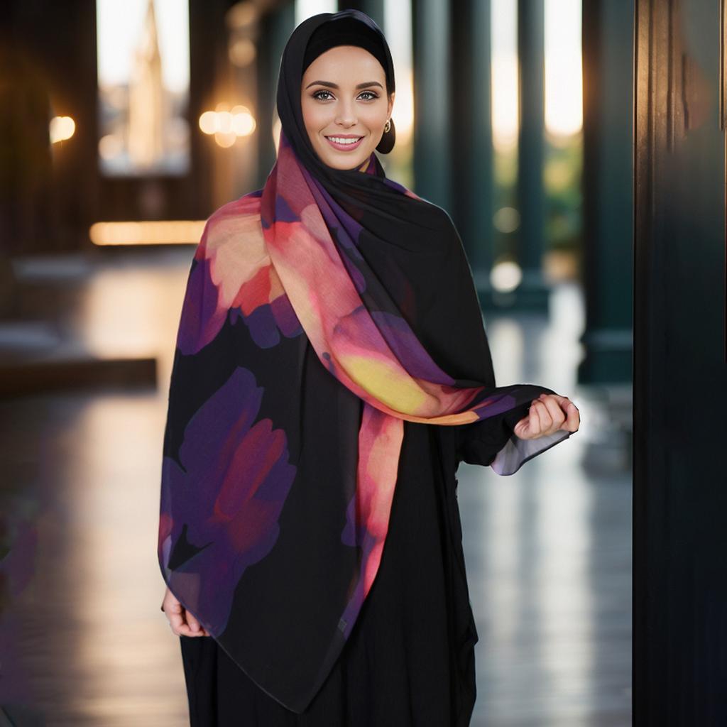 New Printed Chiffon Hijab Scarf For Women Muslim Headscarf Wraps Veils Islamic Turban Niqab Tie-Dyed Headband Muslim Hijab Shawl