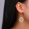 Seed of Life Chakra Flower Dangle Earrings Stainless Steel Gold Clear Zircon Round Earring Sacred Geometry Jewelry