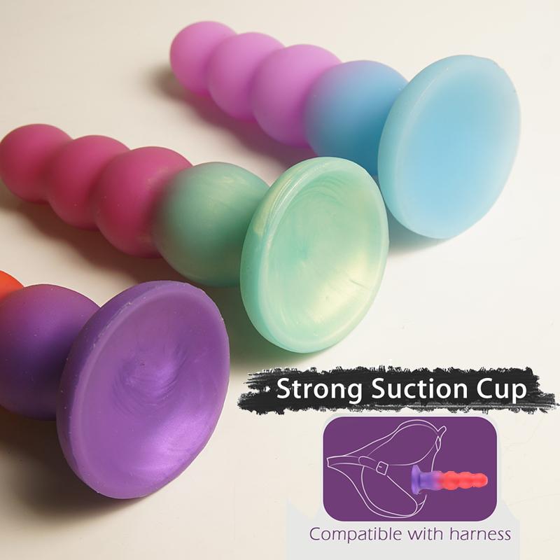 Liquid Silicone Butt Plug,Anal Beads Trainer Dildo,Anus Dilator Adult Sex Toys with Strong Suction Cup,G-spot Prostate Massager