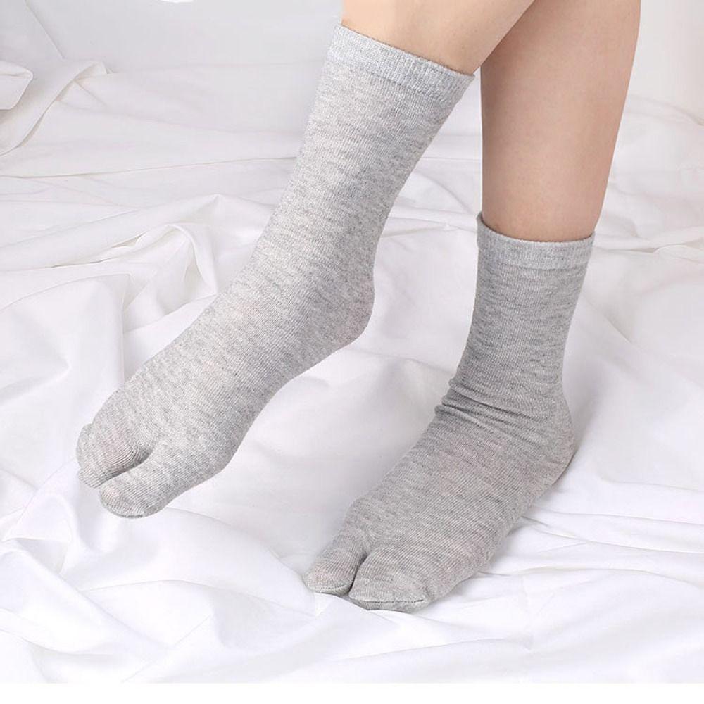 5Pairs Anti Slip Two Toed Cotton Socks Mid-calf Split Toe Sock Short Tube Socks Sports