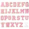 26Pcs/Set 6cm English Letter Patches Gold Edged Chenille Patches Iron On Stickers For DIY Crafts Clothing Hat Bag Decoration