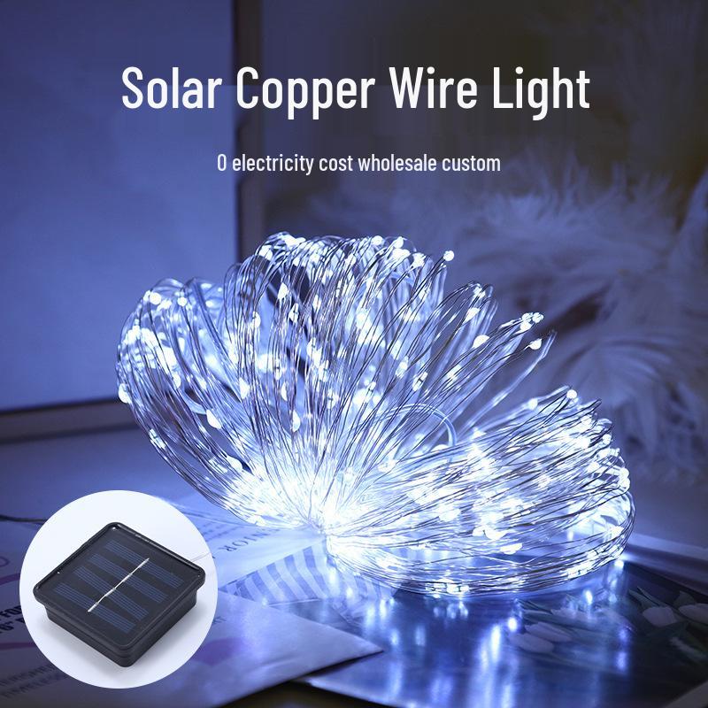 LED Solar Copper Wire String Lights - Colorful, Flashing, Waterproof Outdoor Lights for Courtyard/Balcony, Starry Sky Atmosphere