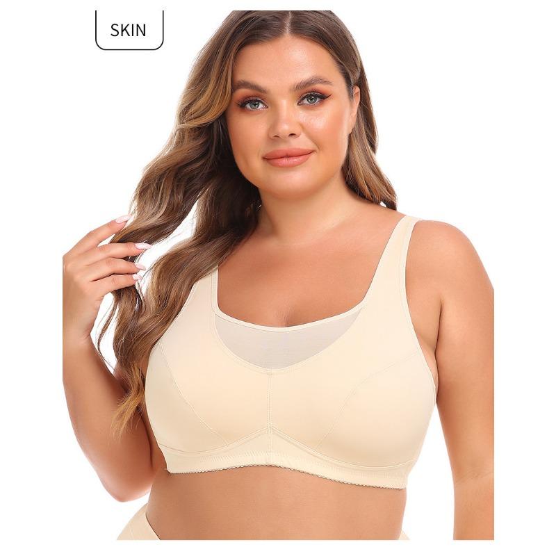 Plus Size Wireless Sports Bra Back Closure Seamless Underwear For Women