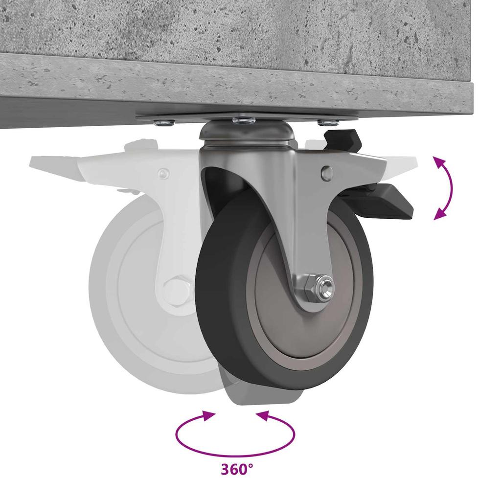 Golf Cabinet with Wheels Universal Concrete Grey 120 x 45 x 98 cm