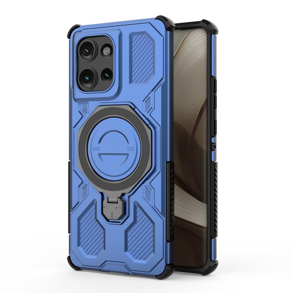 For Motorola Edge 50 5G Magnetic Case Rotating Metal Kickstand PC+TPU Phone Back Cover