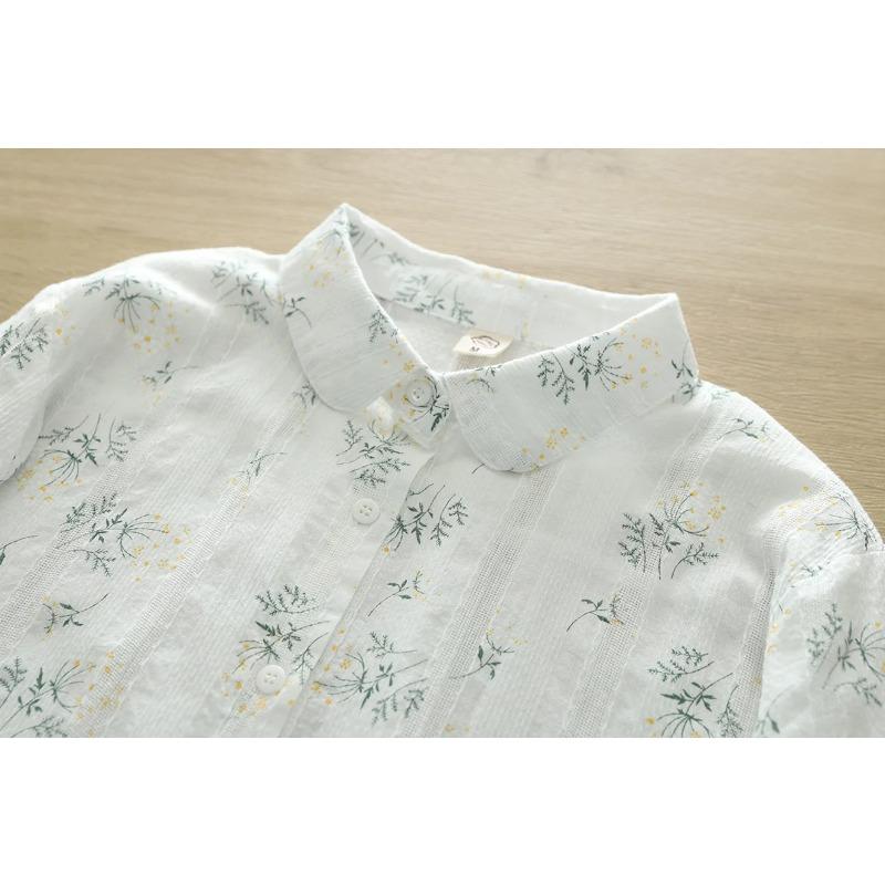 Floral Printed Women's Long Sleeve Shirt Flower Fresh Casual Loose Lady Shirts Clothes Factory