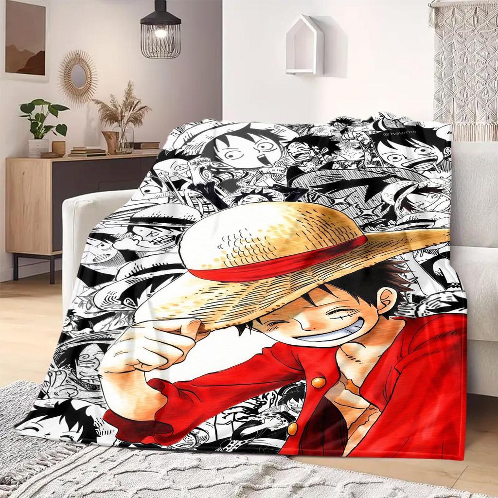 OnePiece Anime Print Blanket Warm Comfortable Flannel Blanket Suitable for Bedrooms, Sofas, Beds, Chairs, Picnics, Travel