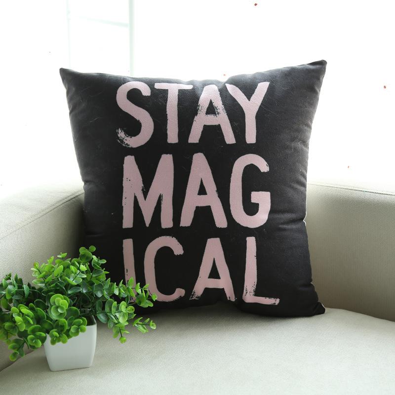

Houndstooth Black Gold Powder Geometric Print Pillow Letter Cushion Soft Sofa Cushion Bed Tatami Cushion Cover 45*45cm