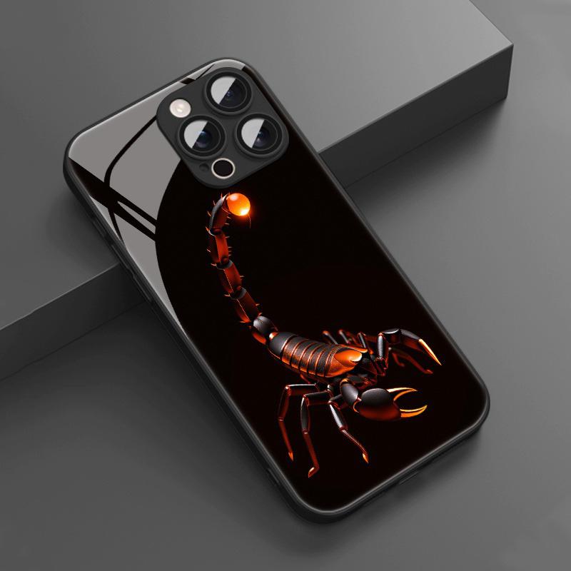 Cool Scorpion Tempered Glass Black Phone Case For iPhone 11 12 13 14 15 16 17 Pro Max 17 Air 7 Plus XS X XR Shockproof Cover