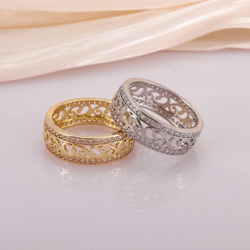 Luxury Hollow Zircon Ring For Women Gold Plated Retention Fashion Finger Jewelry Trendy Accessory