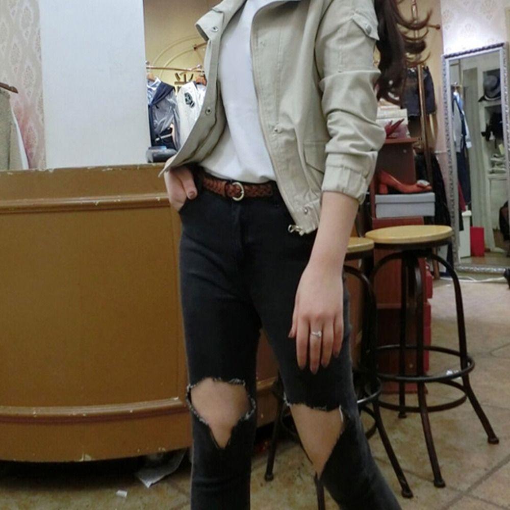 Casual Wild Cowhide Braided Belt Ladies Dress Cummerbands Pin Buckle Waistband Weave Waist Band