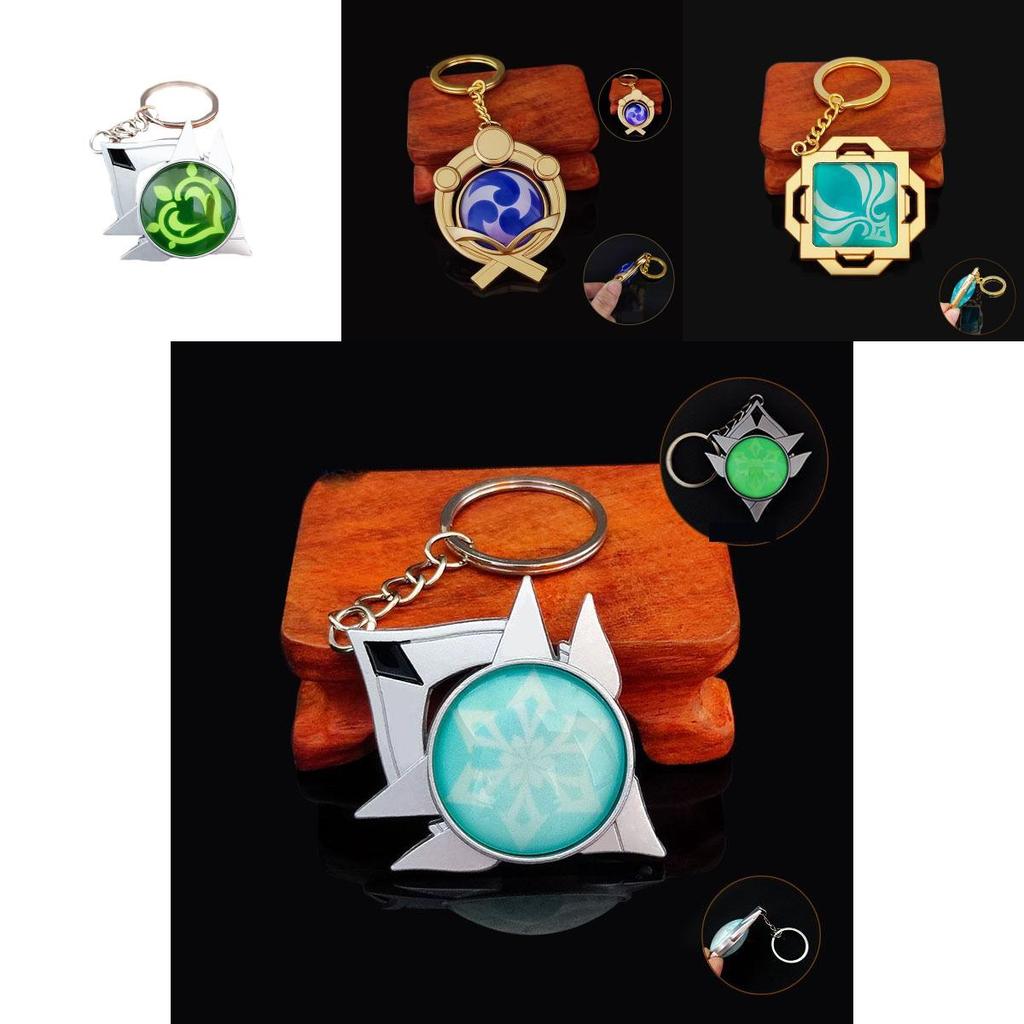 Impact Genshin Seven Elements Keychain Geo Anemo Electro Dendro Hydro Pyro Cryo