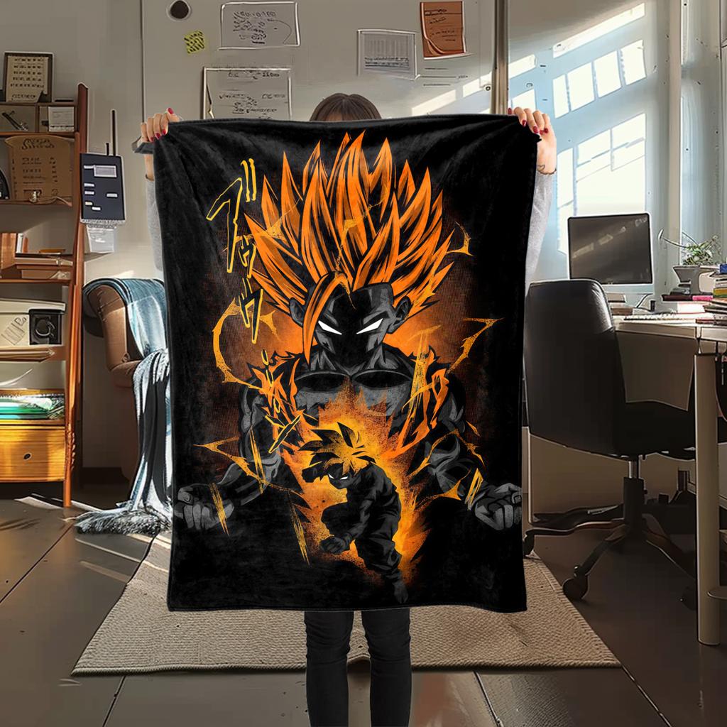1pz Coperta in Flanella con Stampa Dragon Ball Super, Alta Qualità per Tutte le Stagioni, Decorazione per la Casa, Calore e Comfort, Perfetta per Regali di Natale