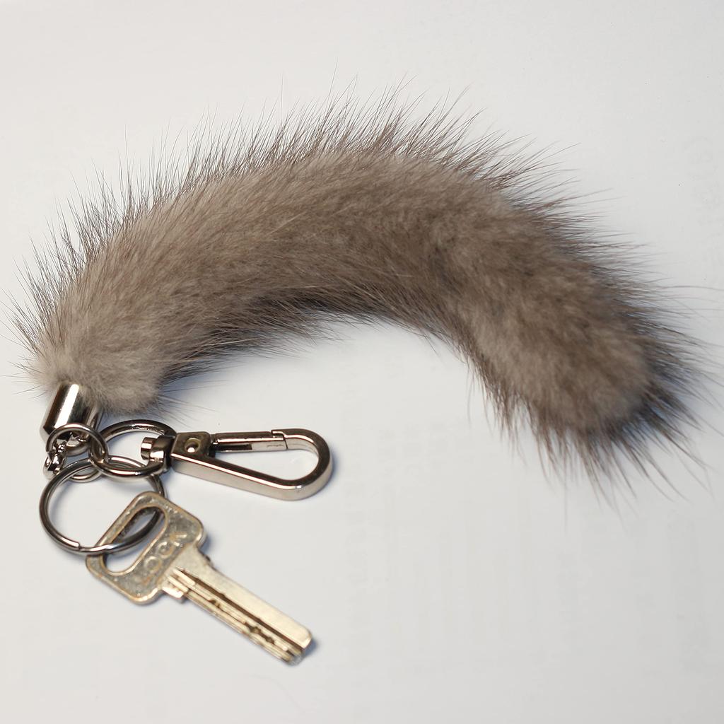 Fosrion Real Mink Tail Fur Key Chain Hook Ring for Official Motorcar Jeep Truck Motorcycle Motorcycle Motorcycle Bike Grey,M, gray