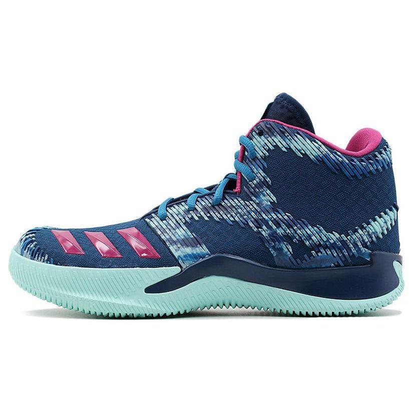 Adidas Bounce Legends Round Toe Lace-Up Shock Absorbing Non-Slip Wear-Resistant Breathable Mid-Top Basketball Shoes Unisex Sneakers Blue BW0950