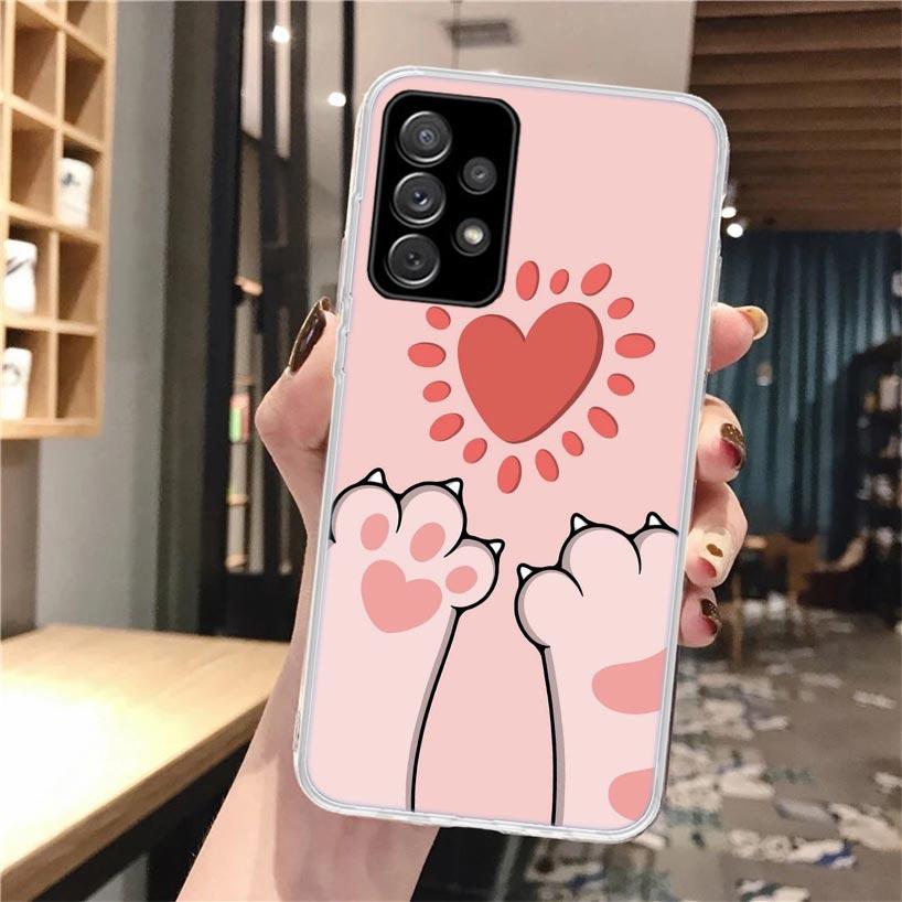 Cat Footprint Funny Paw Cute Soft Phone Case For Samsung Galaxy A52 A42 A32 A12 A22 A51 A50S A30S A20S A10S A71 A41 A31 A21S A40