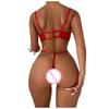 Women's Sexy Solid Color Leakage Lace Bra See-Through Underwear Split Set