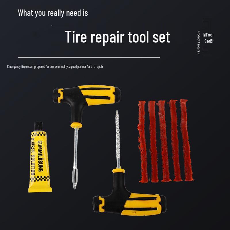 Quick Tool Electric Vehicle & Motorcycle Tire Repair Kit with Vacuum and Emergency Glue