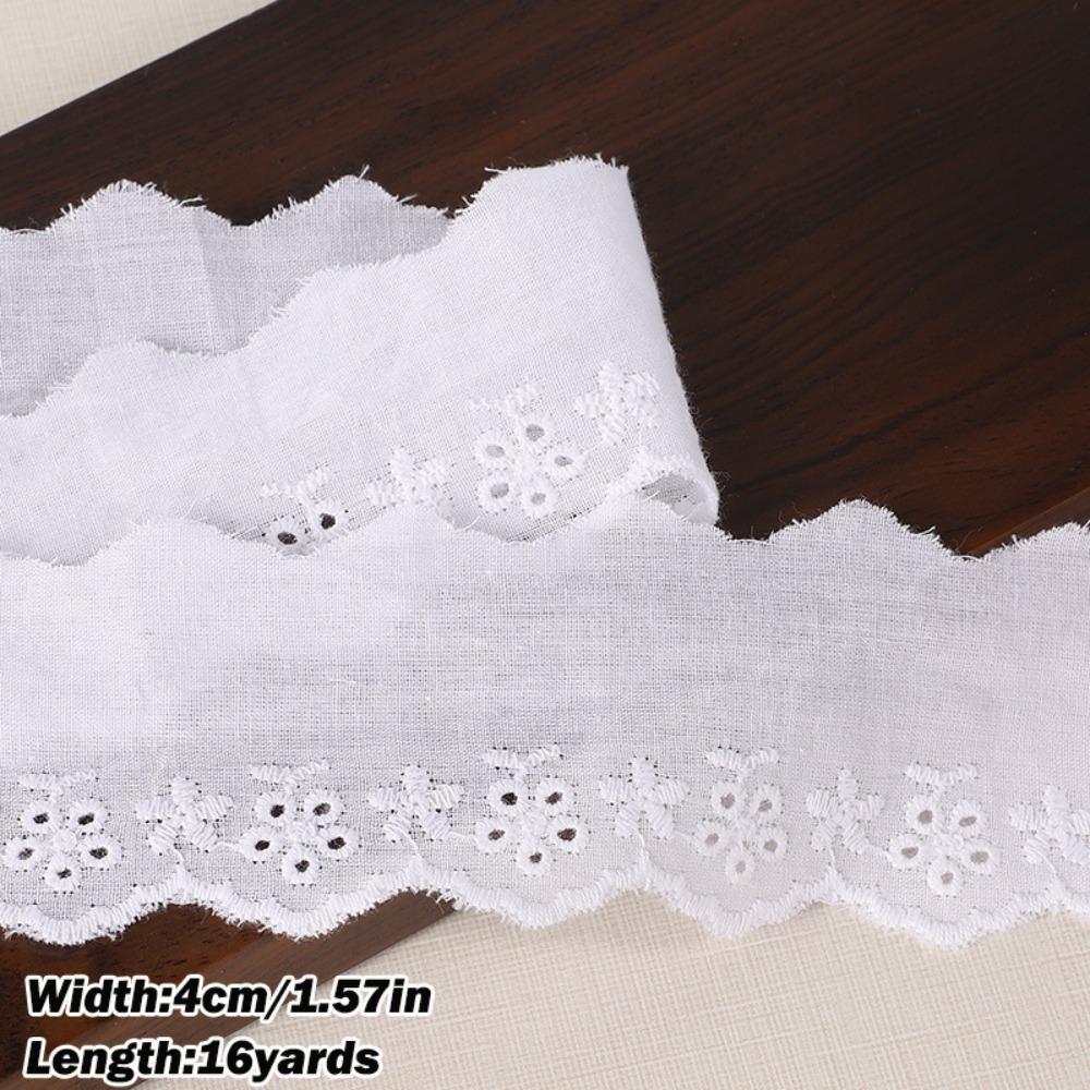 

Ribbon Trim White Ivory Cotton Lace Trim 16 Yards Embroidery Eyelet Ribbon Wavy Edge Trim L