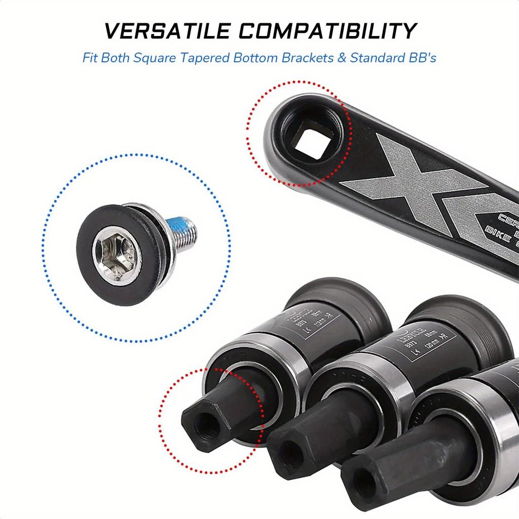 Tornillo de Fijación de Biela Hexagonal para Bicicleta con Tapa Tornillo de Pedalier sin Tapa para Eje de Bicicleta de Carretera Pedalier Cuadrado