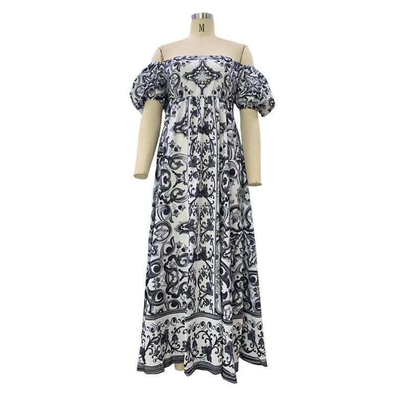 Summer Women's Dress Fashion One Neck Bohemian Print Dresses